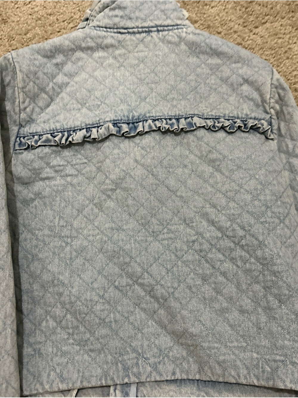 Avec Les Filles Denim Quilted Jacket Maura Bow Tie Preppy Boho Medium NWT - Picture 12 of 12